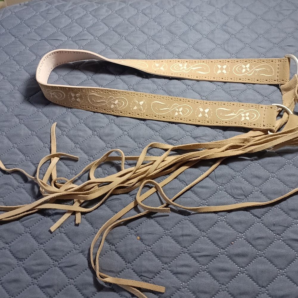 Express Tan Leather Tie Belt